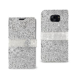 Reiko Samsung Galaxy S7 Edge Diamond Rhinestone Wallet Case in Silver | MaxStrata