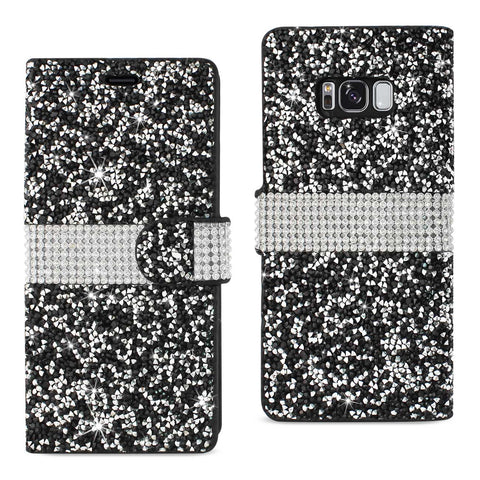 Reiko Samsung Galaxy S8 Edge /S8+ /S8+/ S8 Plus Diamond Rhinestone Wallet Case in Black | MaxStrata