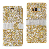 Reiko Samsung Galaxy S8 Edge /S8+ /S8+/ S8 Plus Diamond Rhinestone Wallet Case in Gold | MaxStrata