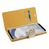 Reiko Samsung Galaxy S8 Edge /S8+ /S8+/ S8 Plus Diamond Rhinestone Wallet Case in Gold | MaxStrata