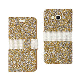 Reiko Samsung Galaxy Grand Prime Diamond Rhinestone Wallet Case in Gold | MaxStrata