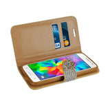 Reiko Samsung Galaxy Grand Prime Diamond Rhinestone Wallet Case in Gold | MaxStrata