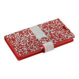 Reiko Samsung Galaxy J3 Emerge Diamond Rhinestone Wallet Case in Red | MaxStrata