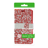Reiko Samsung Galaxy J3 Emerge Diamond Rhinestone Wallet Case in Red | MaxStrata