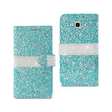 Reiko Samsung Galaxy J7 Diamond Rhinestone Wallet Case in Blue | MaxStrata