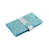 Reiko Samsung Galaxy J7 Diamond Rhinestone Wallet Case in Blue | MaxStrata