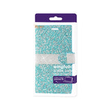 Reiko Samsung Galaxy J7 Diamond Rhinestone Wallet Case in Blue | MaxStrata