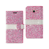 Reiko Samsung Galaxy J7 Diamond Rhinestone Wallet Case in Pink | MaxStrata