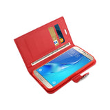 Reiko Samsung Galaxy J7 Diamond Rhinestone Wallet Case in Red | MaxStrata
