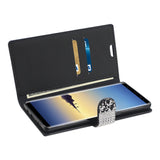 Reiko Samsung Galaxy Note 8 Diamond Rhinestone Wallet Case in Black | MaxStrata