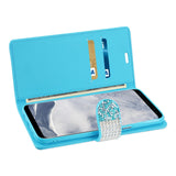 Reiko Samsung Galaxy S8/ SM Diamond Rhinestone Wallet Case in Blue | MaxStrata