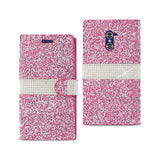 Reiko ZTE Grand X Max 2 Diamond Rhinestone Wallet Case in Pink | MaxStrata