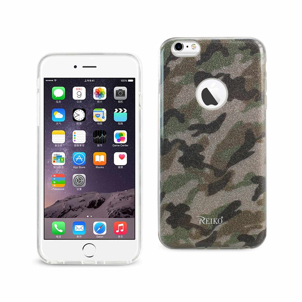Reiko iPhone 6 Plus/ 6S Plus Shine Glitter Shimmer Camouflage Hybrid Case in Green | MaxStrata