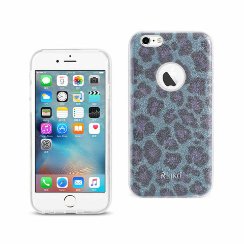 Reiko iPhone 6/ 6S Shine Glitter Shimmer Leopard Hybrid Case in Blue | MaxStrata