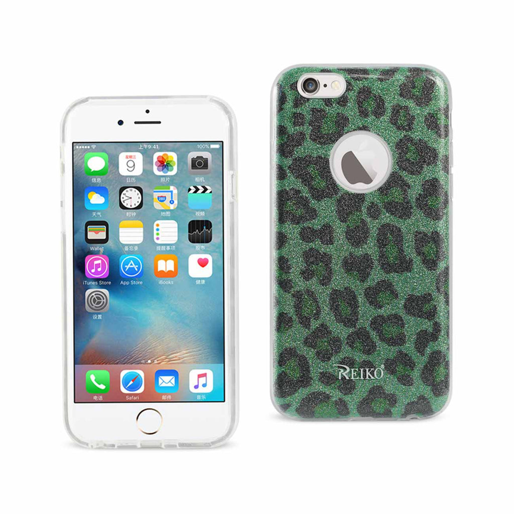 Reiko iPhone 6/ 6S Shine Glitter Shimmer Leopard Hybrid Case in Leopard Green | MaxStrata
