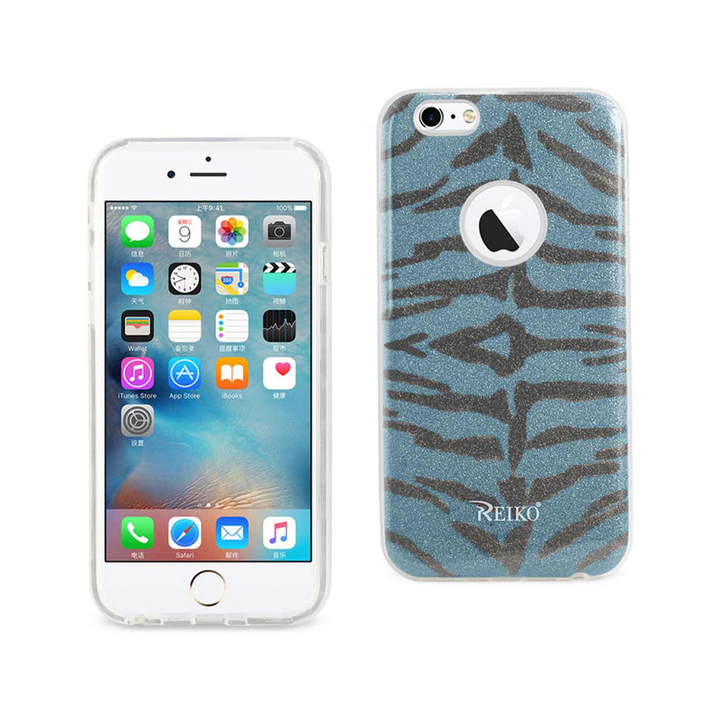 Reiko iPhone 6/ 6S Shine Glitter Shimmer Tiger Stripe Hybrid Case in Blue | MaxStrata
