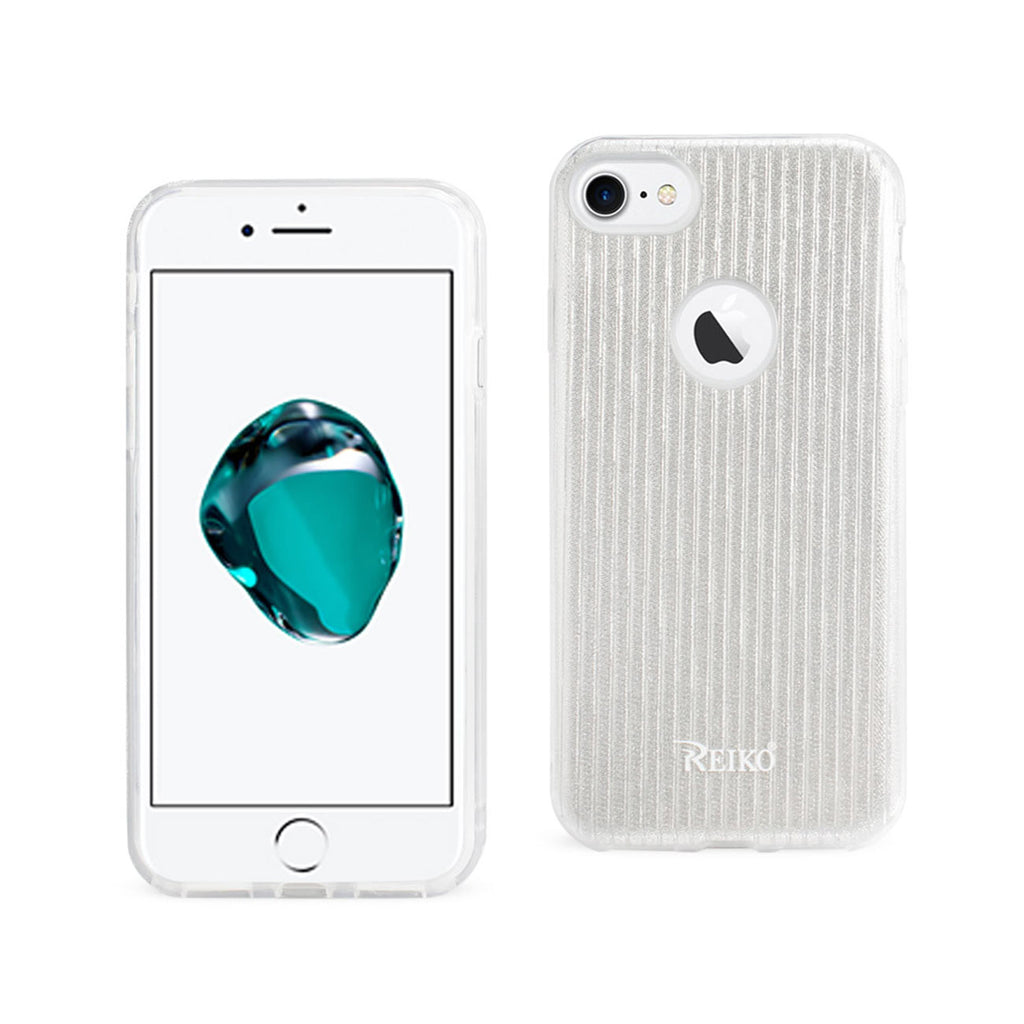 Reiko iPhone 7/8/SE2 Shine Glitter Shimmer Stripe Hybrid Case in Silver | MaxStrata