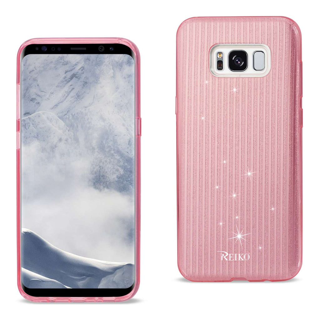 Reiko Samsung Galaxy S8 Edge /S8+ /S8+/ S8 Plus Shine Glitter Shimmer Stripe Hybrid Case in Linear Pink | MaxStrata