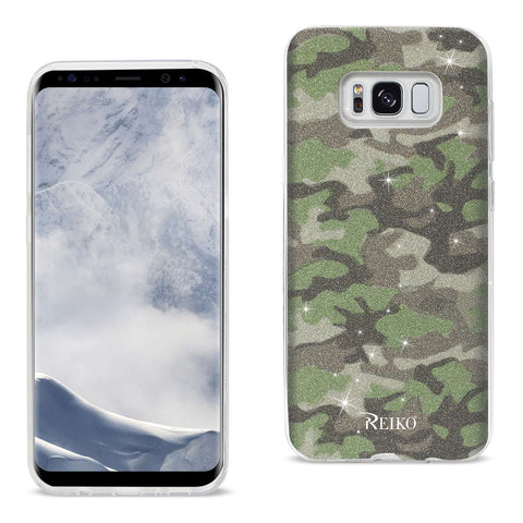 Reiko Samsung Galaxy S8/ SM Shine Glitter Shimmer Camouflage Hybrid Case in Green | MaxStrata