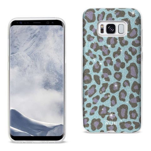 Reiko Samsung Galaxy S8/ SM Shine Glitter Shimmer Leopard Hybrid Case in Blue | MaxStrata