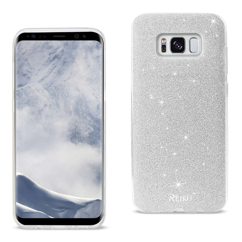 Reiko Samsung Galaxy S8/ SM Shine Glitter Shimmer Leopard Hybrid Case in Silver | MaxStrata