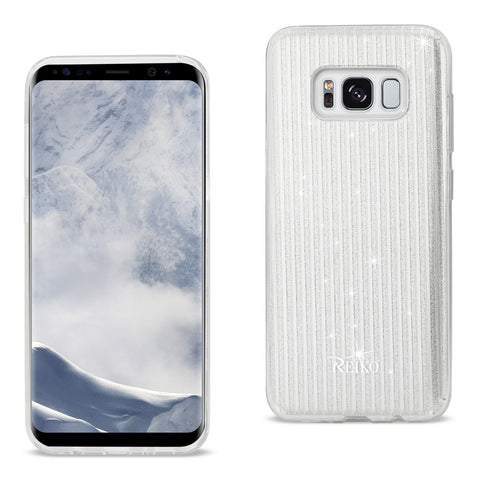 Reiko Samsung Galaxy S8/ SM Shine Glitter Shimmer Stripe Hybrid Case in Silver | MaxStrata