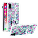 Reiko iPhone X/iPhone XS Triangle Pattern TPU Case with Rotating Ring Stand Holder | MaxStrata