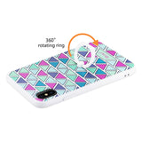 Reiko iPhone X/iPhone XS Triangle Pattern TPU Case with Rotating Ring Stand Holder | MaxStrata