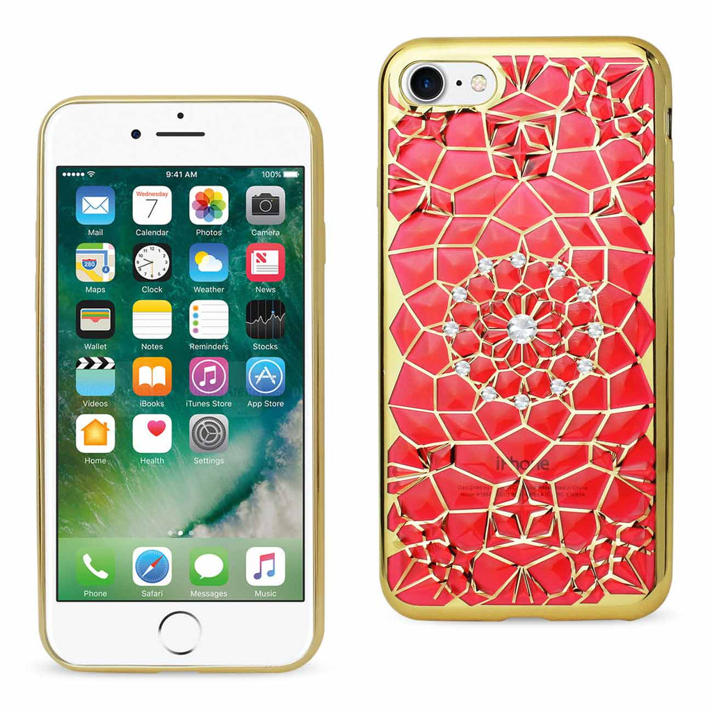 Reiko iPhone 7/8/SE2 Soft TPU Case with Sparkling Diamond Sunflower Design in Red | MaxStrata