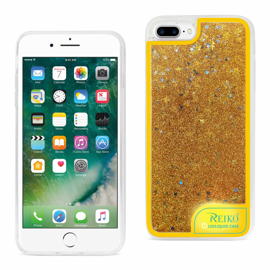 Reiko iPhone 8 Plus/ 7 Plus Case with Flowing Glitter & LED Effect in Yellow | MaxStrata
