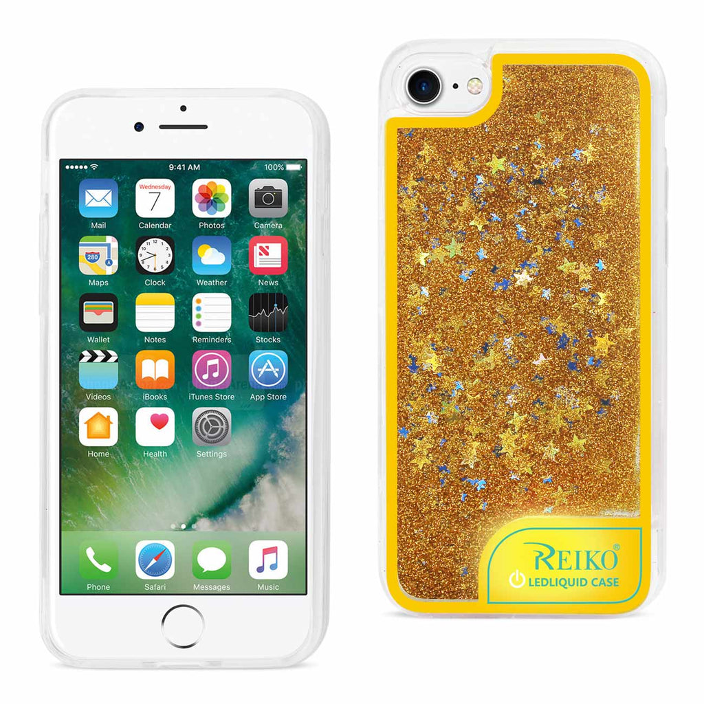 Reiko iPhone 7/8/SE2 Case with Flowing Glitter & LED Effect in Yellow | MaxStrata