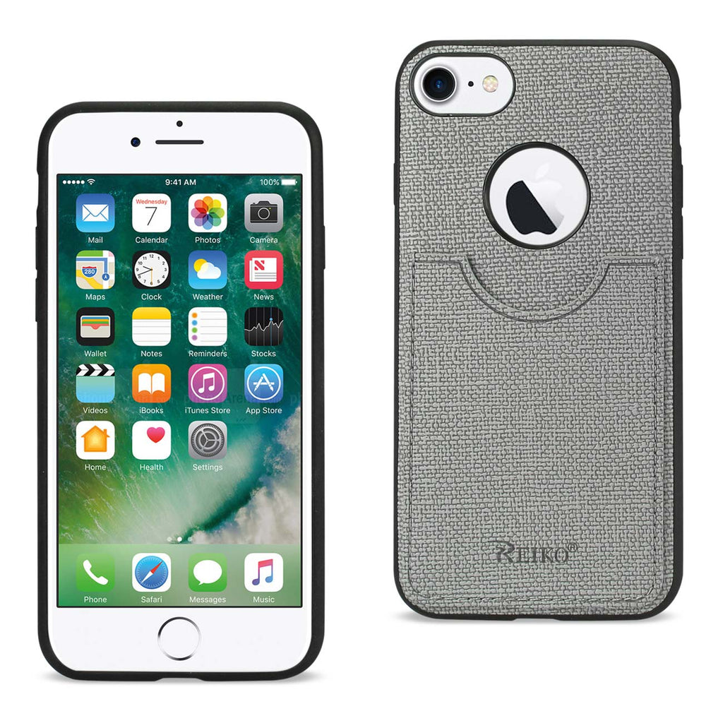 Reiko iPhone 7/8/SE2 Anti-Slip Texture Protector Cover with Card Slot in Gray | MaxStrata