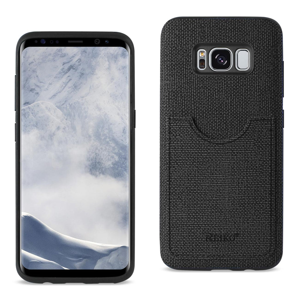 Reiko Samsung Galaxy S8/ SM Anti-Slip Texture Protector Cover with Card Slot in Black | MaxStrata