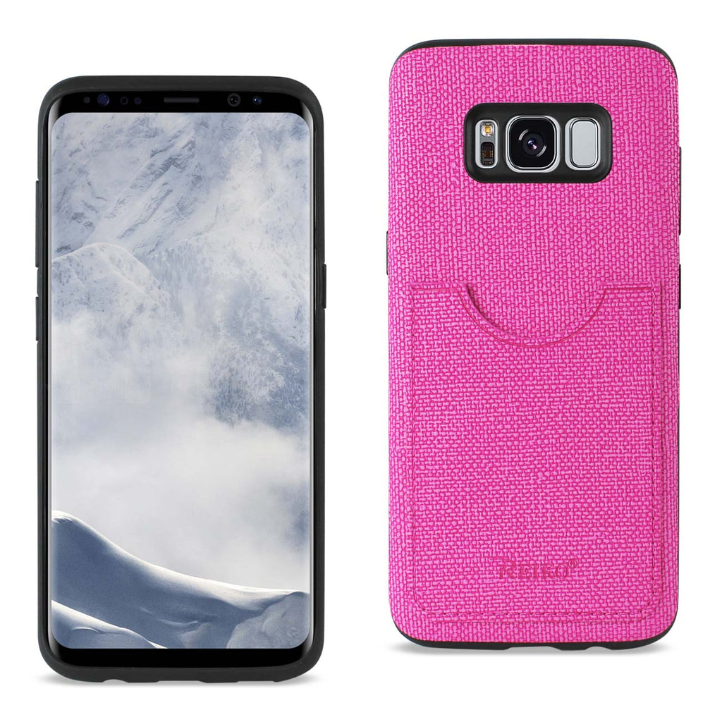 Reiko Samsung Galaxy S8/ SM Anti-Slip Texture Protector Cover with Card Slot in Hot Pink | MaxStrata