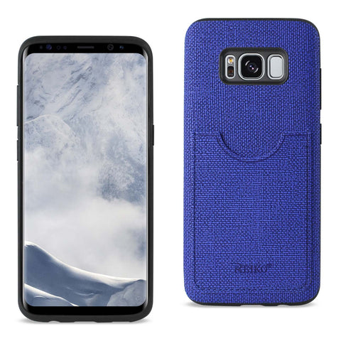 Reiko Samsung Galaxy S8/ SM Anti-Slip Texture Protector Cover with Card Slot in Navy | MaxStrata