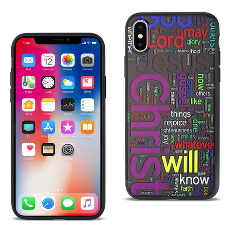 Reiko iPhone X/iPhone XS Design TPU Case with Vibrant Word Cloud Jesus Letters | MaxStrata