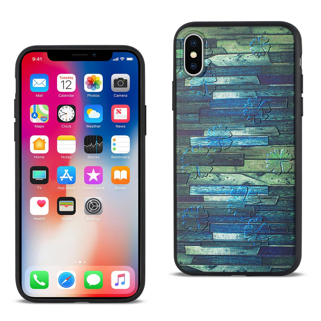 Reiko iPhone X/iPhone XS Embossed Wood Pattern Design TPU Case with Flowers | MaxStrata