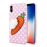 Reiko iPhone X/iPhone XS TPU Design Case with 3D Soft Silicone Poke Squishy Rabbit in Pink | MaxStrata
