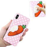 Reiko iPhone X/iPhone XS TPU Design Case with 3D Soft Silicone Poke Squishy Rabbit in Pink | MaxStrata
