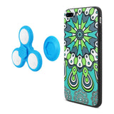 Reiko Design The Inspiration of Peacock iPhone 8 Plus/ 7 Plus Case with LED Fidget Spinner Clip On in Turquoise | MaxStrata