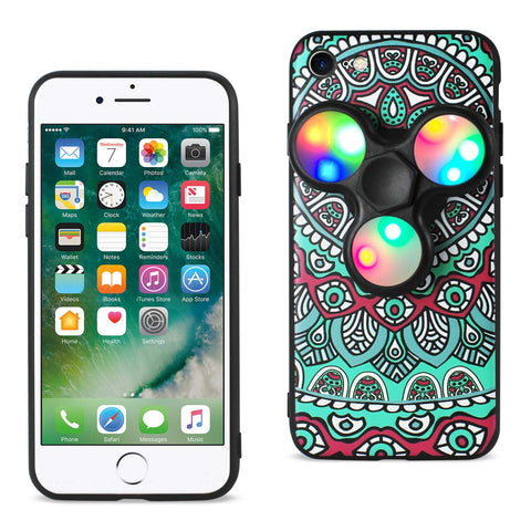 Reiko iPhone 7/8/SE2 Case Design The Inspiration of Peacock with LED Fidget Spinner Clip On in Teal | MaxStrata