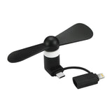 Reiko Mini Fan 2-in-1 for iPhone/ iPad & Android in Black | MaxStrata