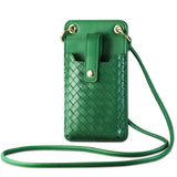 Reiko Leather Crossbody Phone Wallet Large Purse in Green (6.7 Inch)