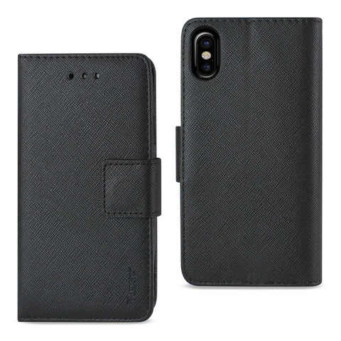 Reiko iPhone X/iPhone XS 3-in-1 Wallet Case in Black | MaxStrata