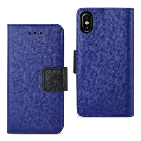 Reiko iPhone X/iPhone XS 3-in-1 Wallet Case in Navy | MaxStrata