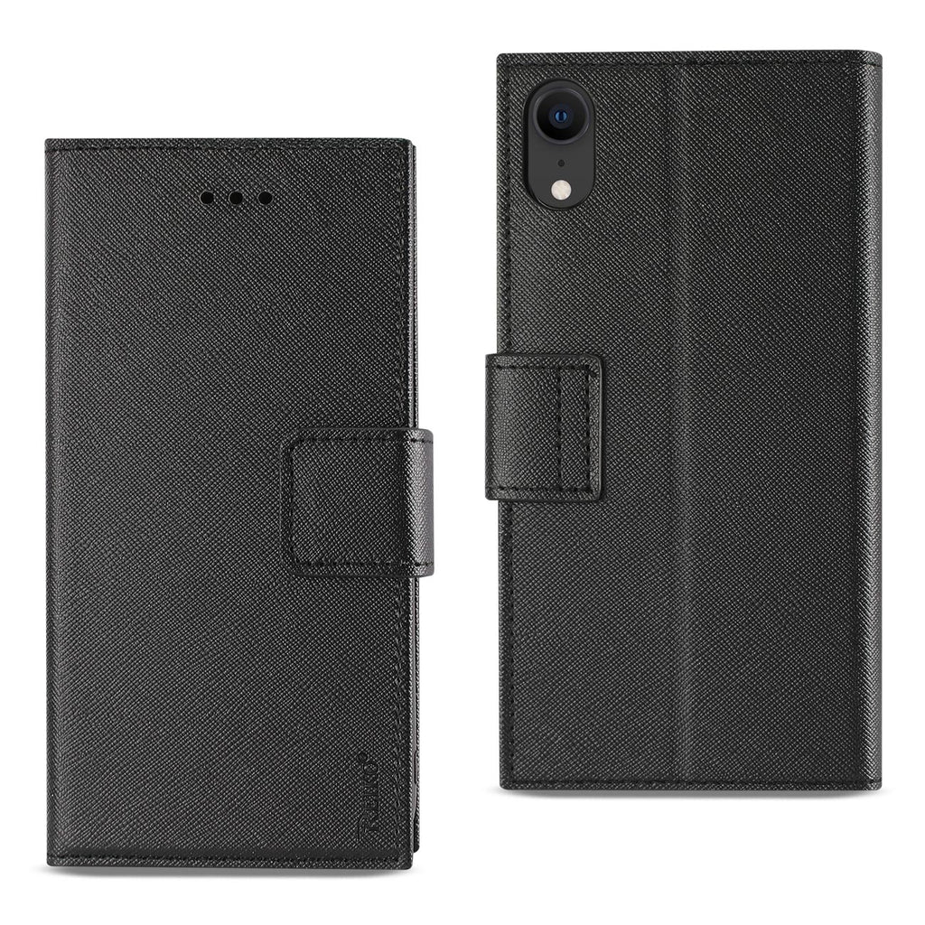 Reiko iPhone XR 3-in-1 Wallet Case in Black | MaxStrata