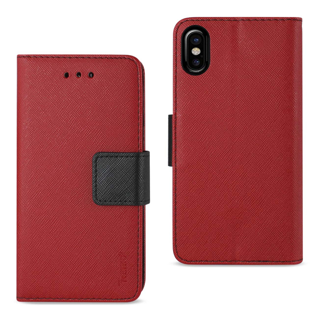 Reiko iPhone X/iPhone XS 3-in-1 Wallet Case in Red | MaxStrata