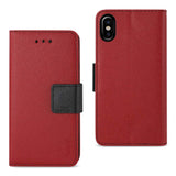 Reiko iPhone X/iPhone XS 3-in-1 Wallet Case in Red | MaxStrata