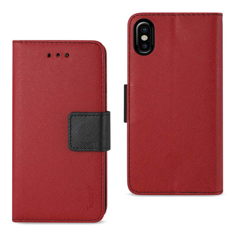 Reiko iPhone X/iPhone XS 3-in-1 Wallet Case in Red | MaxStrata