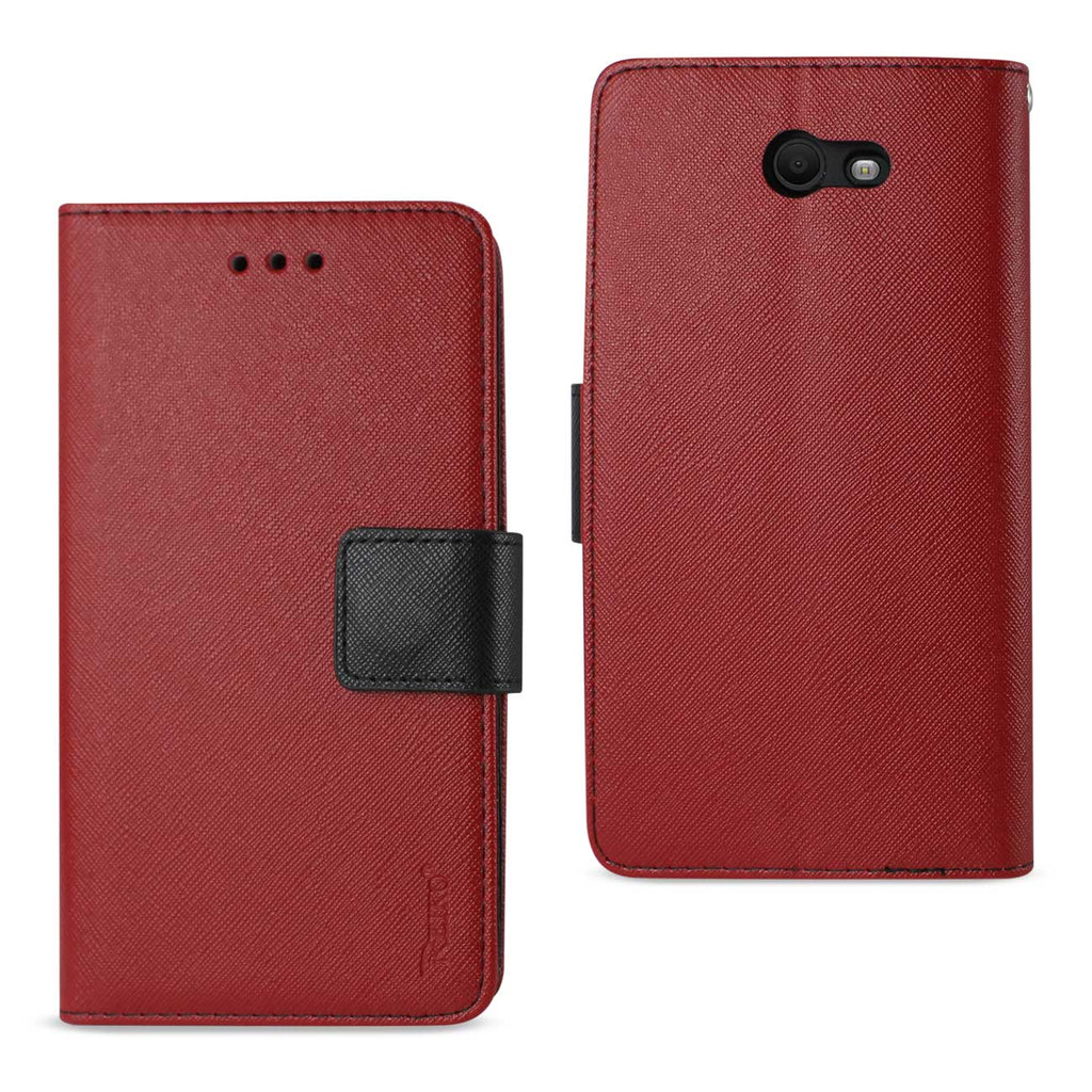 Reiko Samsung Galaxy J7 V (2017) 3-in-1 Wallet Case in Red | MaxStrata
